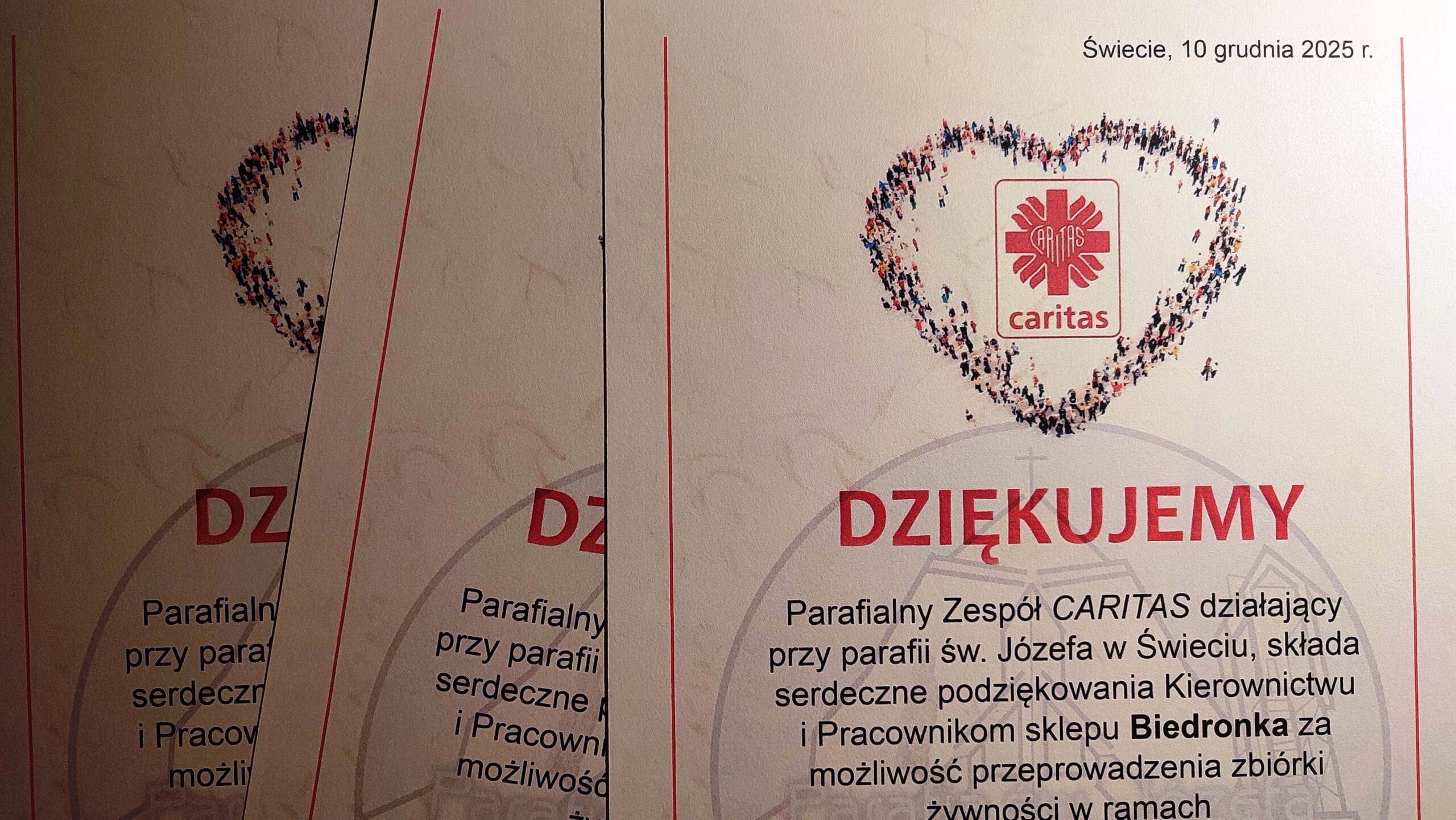 Podziękowanie za udział w Zbiórce Żywności