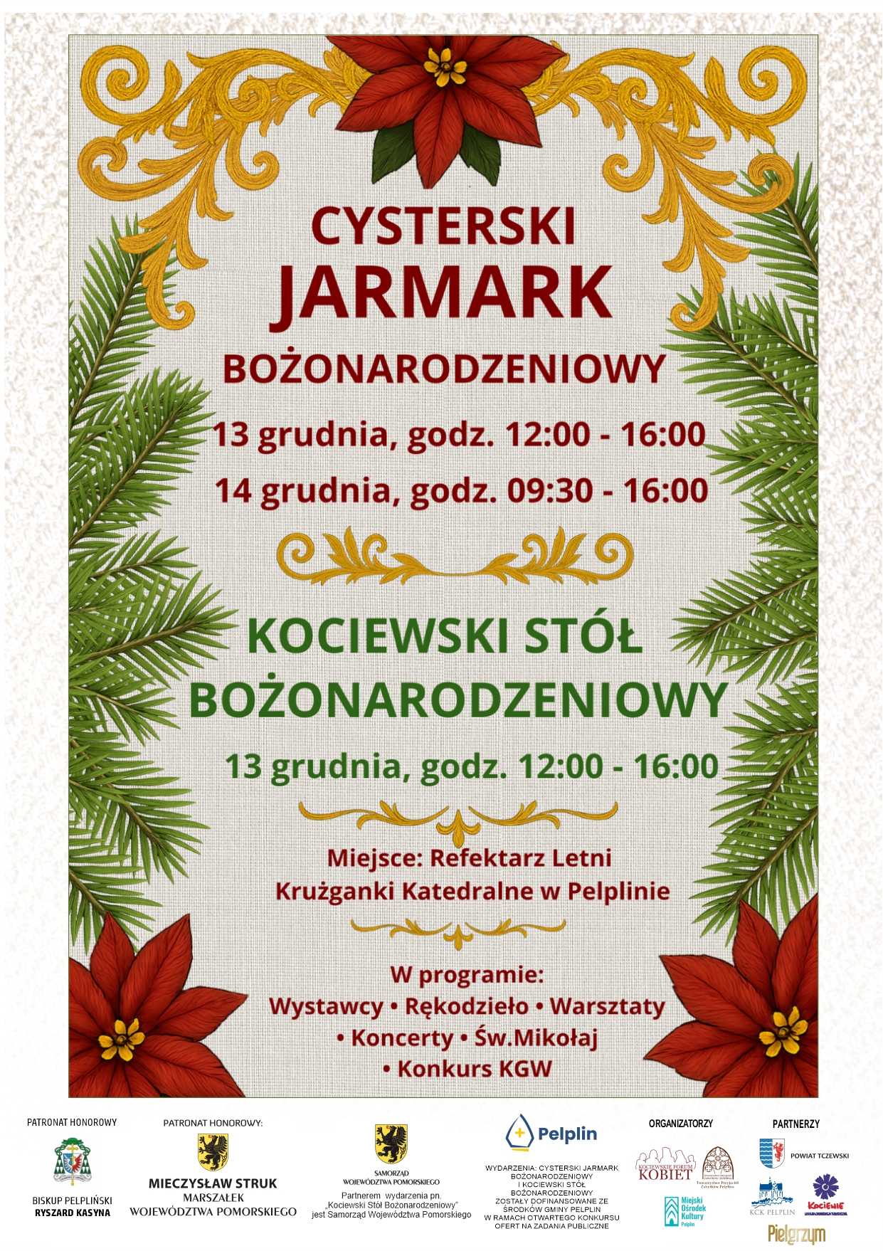 [ZAPROSZENIE] Cysterski Jarmark Bożonarodzeniowy & Kociewski Stół Bożonarodzeniowy